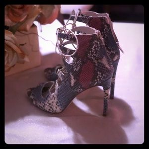 Zara Python lace up booties